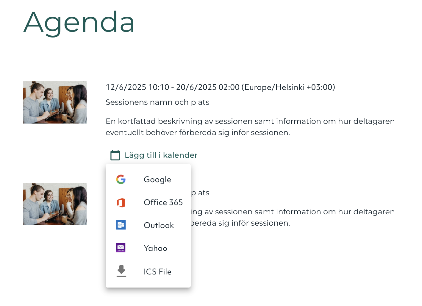 Agendapunkt kalenderanteckning