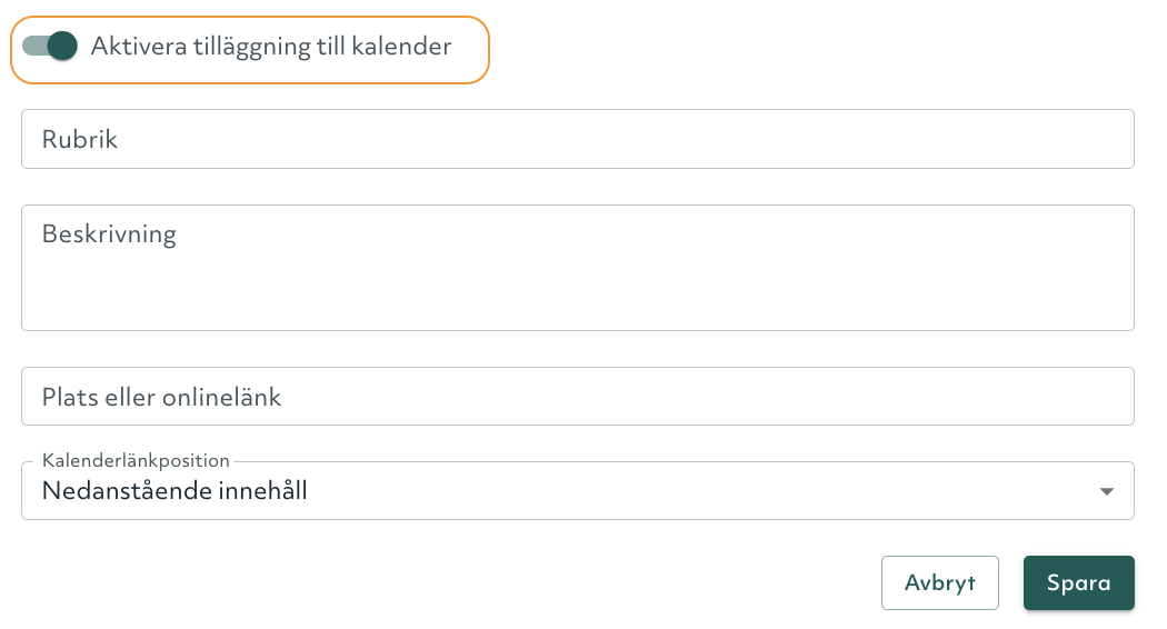 Aktivera kalenderanteckningen