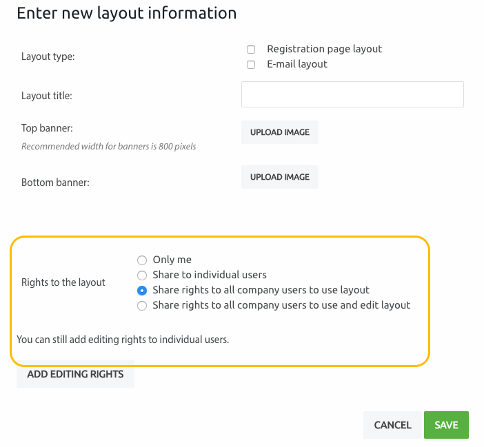 Share rights to a layout – Lyyti